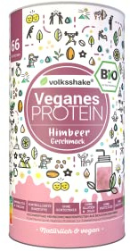 Ekologisk Protein Vegan | Hallon | 1 000 g | DE-ÖKO-006 | 10 vegetabiliska proteinkällor | Utan sötningsmedel | Utan soja och gluten | Premiumkvalitet från Bodensjön | Tillverkad i Tyskland