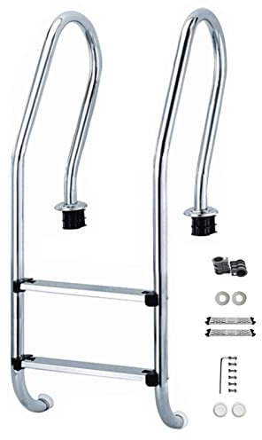 Lsoiup Échelle de Piscine Échelle de Piscine enterrée Échelle de Piscine 2 marches (Charge Max. 200 kg, Acier Inoxydable 304, diamètre du Tuyau 4,2 cm)