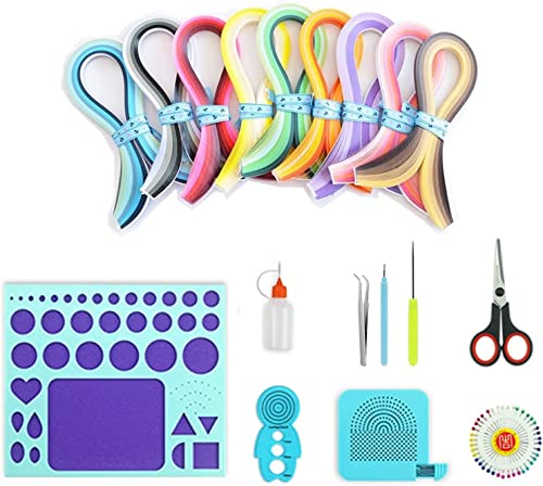 YURROAD Quilling Set, Quilling Papier Werkzeug Set mit 36 Farben 900 Quilling Papierstreifen 3mm, Quilling Stift, Quilling Brett, Quilling Vorlagen, Quilling Starter Set für Anfänger - BK13