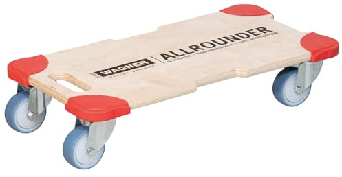 Wagner FSC - Chariot de Transport - en Bois stratifié - 59 x 29 x 11 cm - Charge maximale : 300 kg - avec Protections de Protection - roulettes Souples - Planche à roulettes avec poignée de Transport