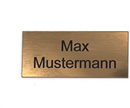 chapa buzón personalizada | Placa grabada personalizada autoadhesiva | nombre y número | Muchas tallas | Resistente a la intemperie | Grabado láser (8x3,5cm Rectángulo, Oro-Negro)