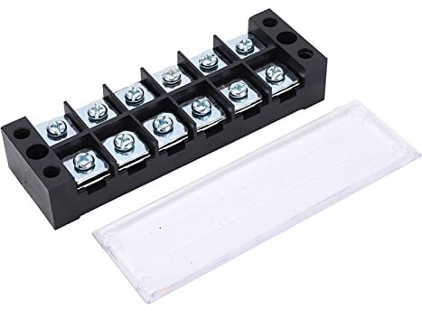 Klemmleiste, 45A 600V 2 Stück Staubdichte Abdeckung PC Messing Schraubklemmenblock für Brücken (6 Bits (4506))