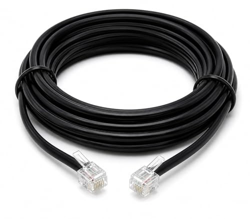 DRUT RJ11 to RJ11 ADSL 2 Modem Telephone Cable, 4m, Black | High Speed Broadband, Transmits Data Up to 100 Mbits/sec, 26 AWG, Supports Analogue or Digital (DSL/ISDN) Applications, 13ft