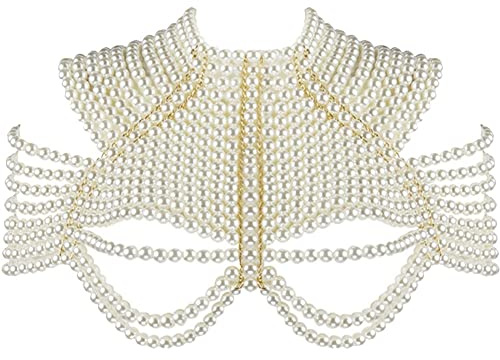 Luxylei Sujetador De Cadena Corporal con Perlas para Mujer, Cadena Sexy para Cuerpo De Bikini, Collar De Hombro, Cadena Corporal a, Espectáculo De Joyería