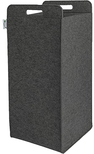 Wäschekorb XL – Faltbarer Wäschesammler aus Filz mit Griffen | 75L Aufbewahrungskorb für Kleidung & Spielzeug | Tragbar (XL-Anthrazit)