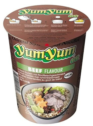 Yum Yum - Soupe de nouilles au bœuf - Préparation instantanée en bol - Saveurs dAsie (70g) - Lot De 6