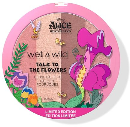 Wet n Wild Alice nel Paese delle Meraviglie 'Talk to the Flowers', Palette di Fard per Viso in 4 Tonalità Vellutate e Miscelabili, Formula a Lunga Durata