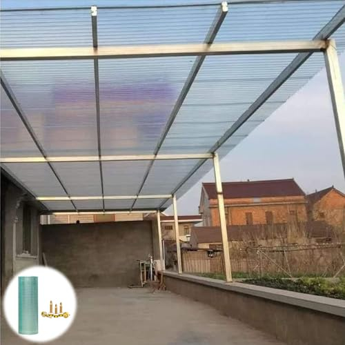 Dachplatten aus Polycarbonat,Transparente Glasfaserplatte,Frühbeet Ersatzplatten,Vordach für Gewächshaus Überdachung,Carports,Balcon Zaunschutzbrett,Leicht zu Schneiden (0,5m x 9m)