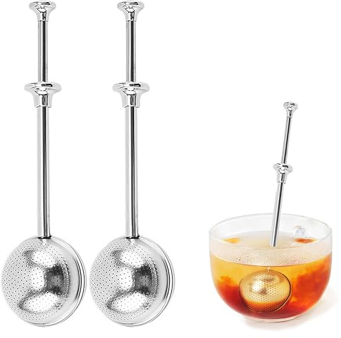 2 pcs Baker's Dusting Wand for Baking, Long Handle Tea Ball, Tea Strainer Fine Mesh Stainless Steel