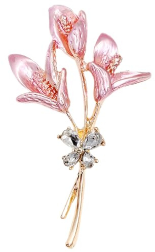 PACKOVE Goldene Lilienblumen Anstecknadel Strass Brosche Damen Schalclip Legierung Schmuck für Kleidung Hut Anzug Festliche Deko