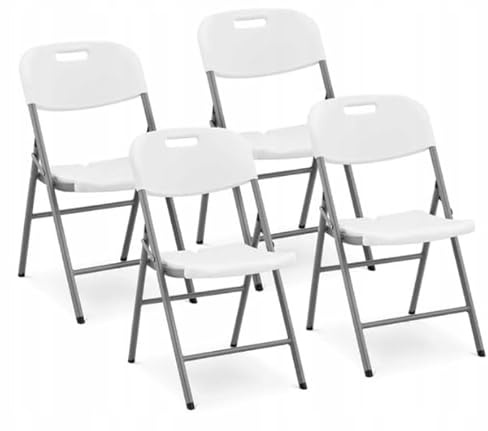 BDW Klappstuhl Catering Stuhl Gartenstuhl Esszimmerstuhl Campingstuhl Klappbar max. 140kg, 88x50x45cm für den Innen- und Außenbereich (4, Weiß)
