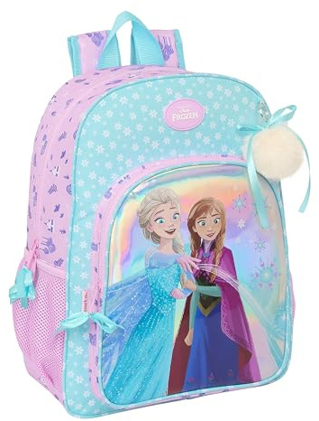 Safta FROZEN COOL DAYS - Mochila Escolar Niño, Mochila Niño, Mochila Infantil, Adaptable a Carro, Ideal para Niños en Edad Escolar, Cómoda y Versátil, 33x14x42 cm, Color Violeta/celeste