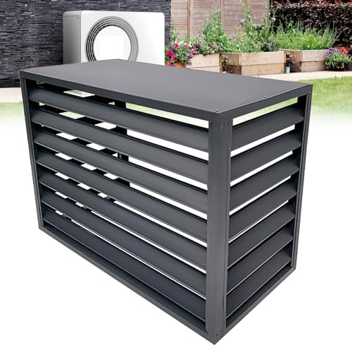 KYZTMHC Air conditioning picket fence cover, Outdoor air conditioning cover Aluminum protective grille decorative for air conditioning systems from the outside to hide (Color : Grey, Size : 1.5p)