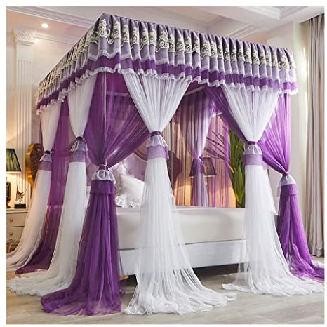 itonc Bett Vorhang Bett Baldachin Prinzessin Stil Spitze Zelt, Boden-Zu-Decke Net/Bett Vorhang Mit Edelstahl Halterung, (Color : A8, Size : 150X200X210Cm)