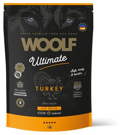 Helfoder för hund för vuxna halvfuktig kalkon 1 kg | Smaklig, mjuk konsistens | Begränsade naturliga ingredienser | Högt köttinnehåll | Perfekt senior tandvård | Näringsrik balanserad formel