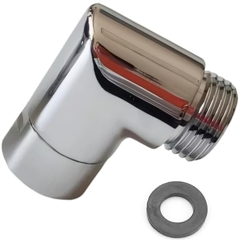 Amazleer Handbrause Adapter 90 Grad Duschschlauch Adapter, Gelenkstück für Duschkopf, Winkelstück für Handbrause, Swivel Shower Head Adapter mit Gummidichtung (Silber) (90 Grad)