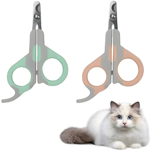 EIYVPRA 2 Krallenschere Katzen, Katzenkrallen Schneider 2 mm mit Loch, Edelstahl Katzennagelschneider, Nagelknipser für Katzen, Katzen Krallenschneider, krallenschere katzen, Anfänger Toll Geeigne
