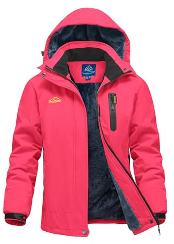 donhobo Damen Outdoor Winterjacke Winddichte Wasserdicht Softshell Jacke Warm Fleece Skijacke Funktionsjacke mit Abnehmbarer Kapuze