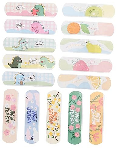 Beaupretty Cartoon Waterproof Wound Bandages 60pcs Breathable Hemostatic Adhesive Patch Set for Children, Portable Boys and Girls Cute Fruit, Dinosaur, and Cherry Designs for Outdoor Wound Care