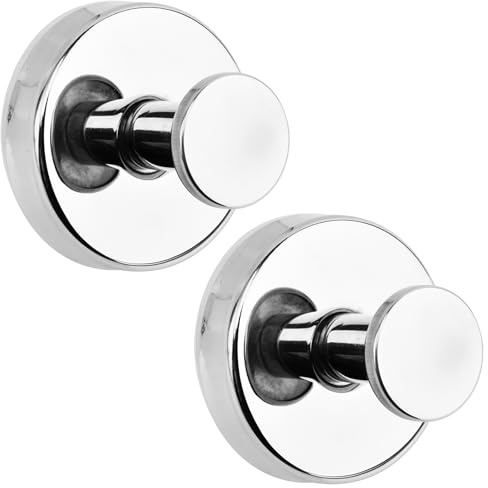 HINMAYGO Saugnapfhaken für Dusche, Edelstahl-Saugnapf-Haken, 6,8 kg Kapazität, abnehmbare Handtuchhaken, robuste Haken für Badezimmer, Küche, Fenster, Glas, Tür, Wand (helles Silber, 2 Stück)