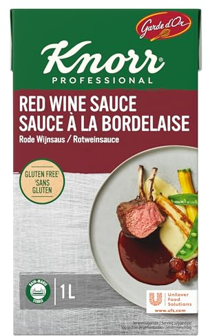Knorr Professional Garde D'Or Red Wine Vegetarian Sauce, Gluten Free, Ready-to-Use Cooking Sauce, 1L Carton