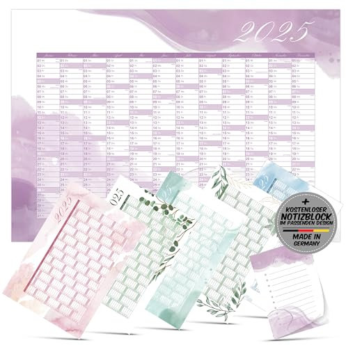 Polymedia Jahreskalender und To Do Liste für 2025, Wandkalender Aquarell Lila, Familienplaner Kalender 25, Monatsübersicht mit Feiertagen, Wandplaner, Poster deutsche Sprache, Planer gerollt