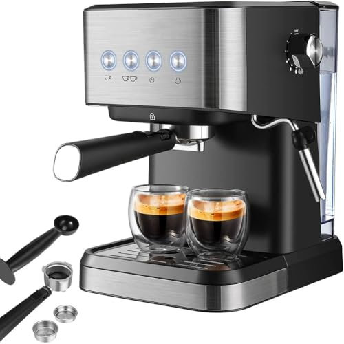 Cafetera de Goteo, Cafeteras, Cafetera Profesional de 1050 W Pantalla Táctil Intuitiva, Tanque de Agua Extraíble de 1,5 L, Máquina de Espresso Semiautomática para Latte Art Espresso Fácil de Limpiar