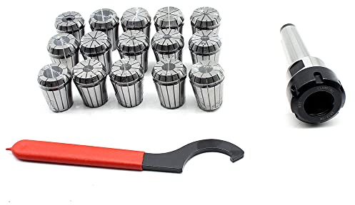 Juego de 15 alicates de tensión, ER32 Chuck, tensor de vástago MT3 de precisión, juego de pinzas de resorte con caja de almacenamiento ER32 Clamping Range 1 – 20 mm, fresadora industrial