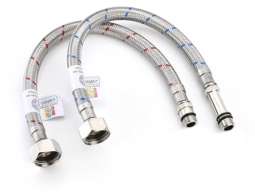Home Range 300mm WRAS Approved 2 x M12 x 1/2” |5 Lengths| BSP Flexible Hose Pipe Tails, Replacement Kitchen Sink/Bathroom Basin Monobloc Tap Connectors, 304 Stainless Steel Braided Flexi Pipes