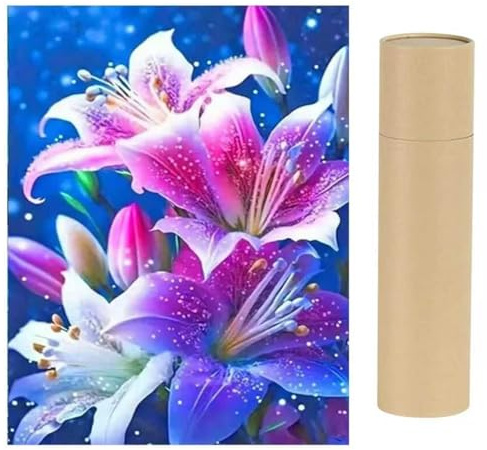 DCIDBEI Groß und Klar Diamond Painting Blumen Lily 40x50 cm Diamant Painting Bilder Blumen Lily Malen nach Zahlen Erwachsene Stickbilder Erwachsene Flowers Lilie Romantische Liebe Basteln Erwachsene