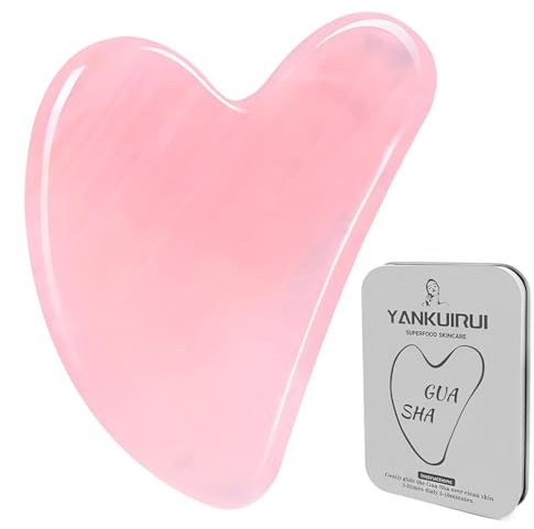 Gua Sha Stein - Guasha Gesichtsmassage für Augenschwellungen, Hautstraffung, Lymphdrainage Gesicht - Face Massager (Rosa)