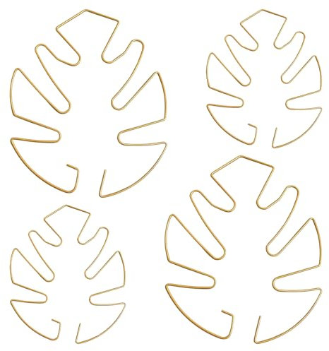 Cyleibe 4Pcs Monstera Plant Support, 2 Size Leaf Shaped Golden Plant Support Climbing Plant Stem Stand Hooks, Monstera Stabilizer Stakes Grapple Holder Clamp Set for Thriving Growth Plant