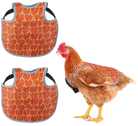 Hühner-Sättel für Hühner, Rückenprotektor für Hühner, bequeme und leichte Hühnerschürzen für Hühner, Orange, 2 Stück