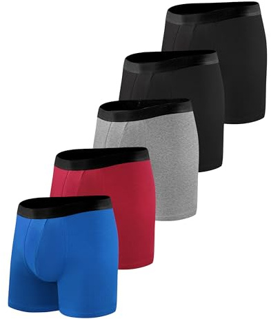 BEENIUBEE 5 Pack Mens Incontinence Pants, Washable Boxers for Men with Ultra-Absorbent Protective Pads, Leakproof Reusable Odor Control Underwear Trunks for Going Out Post-Surgery (Multicolor03, L)