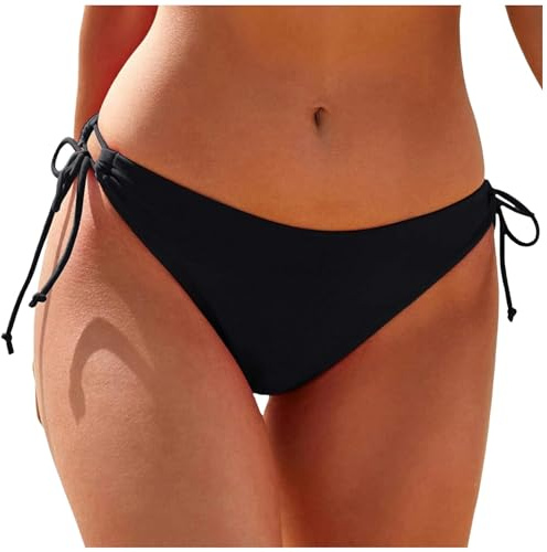 POIUIYQA Costume Bikini Mestruale Donna Costumi con Fondo Bikini Anti Perdite Protettive Periodico Slip da Bagno Hipster con Lacci Laterali Parte Inferiore del Bikini Donna