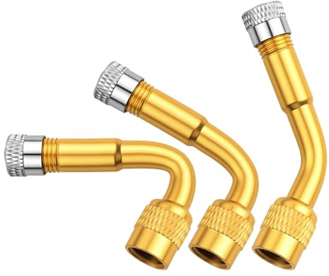 Lot de 3 rallonges de valve de pneu - Valve d'angle - 90 & 135 & 45 degrés - En caoutchouc flexible et cuivre - Pour voiture, moto, vélo, scooter