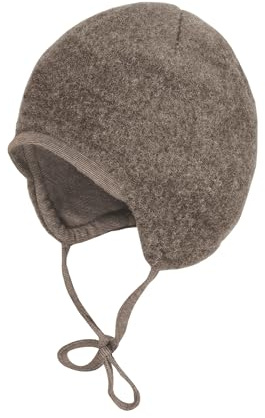 maximo GOTS Baby-Mütze,Wollfleece Jerseyfutter, Bindeband
