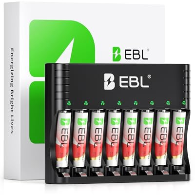 EBL Rechargeable AAA Batteries Lithium with Charger, 8 Pack 1300mWh 1.5V Triple a Batteries Lithium, 1600+ Cycles Long Lasting AAA Rechargeable Batteries for Remote Control