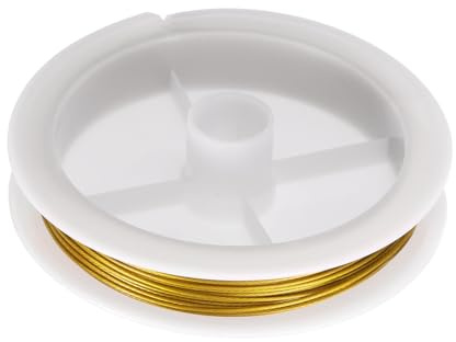 QUARKZMAN Alambre De 33 Pies De Longitud Calibre 21 De Acero Inoxidable | Para Alambre Para Envolver Joyas, Resistente Al Deslustre, Para Suministros De Fabricación De Joyas Oro