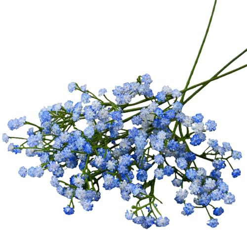 Mtbricey 6 Stück Schleierkraut Künstlich 28cm/11.02zoll Realistischer Haptik Künstliche Gypsophila-Blumensträuße Schleierkränze Deko Blumen Kunstblumen für DIY Hochzeit Partys Zuhause Tischdeko (Blau)