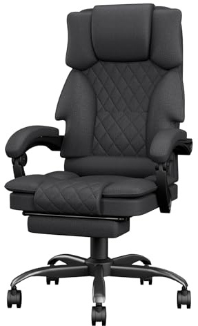 Submi Sedia da Ufficio Ergonomica con Poggiapiedi in Tessuto, Poltrona Ufficio Sedia Scrivania ad Altezza Regolabile con Ruote Piroettanti, Sedia Ufficio per Home, Sedia Gaming, Grigio Scuro