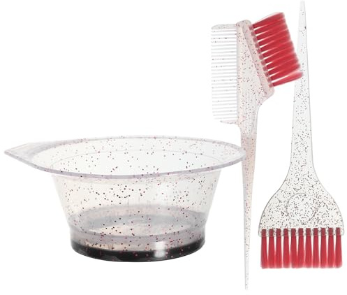 SOESFOUFU Juego de Pinceles y Tazón para Tinte de Cabello Rosa Cerdas de Nylon y Bowl de Pp para Salón Profesional o DIY de Coloración Uniforme