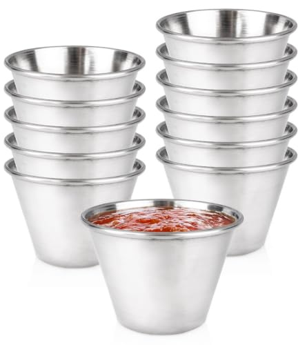 Vilde Dipschale Set 12 Stück Soßenschälchen aus Edelstahl Kleine Schälchen | für Dips Soßen Dip-Schüsselchen 75 ml, Ø 6 cm Robuste Spülmaschinenfeste Servierschalen