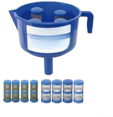 per imbuto separatore olio acqua per filtro carburante con 4 elementi filtranti a doppio strato, filtraggio oltre 12, separatore rimovibile per motori diesel e benzina in blu