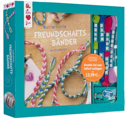 Kreativ-Set Kunterbunte Freundschaftsbänder: Buch mit Knüpfanleitungen, Bändchenhalter und Material für bis zu 6 Freundschaftsbändern (Buch plus Material) (Kreativ-Sets)