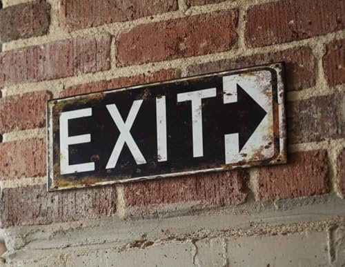 Blechschild EXIT Retro Vintage-Deko Wegweiser Pfeil Antik-Stil 36 x13 cm