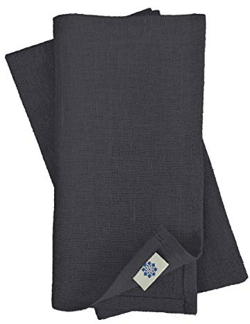Linen & Cotton 4 x Stoffservietten Servietten Stoff Leinenservietten Einfarbig Nordic - 100% Leinen, Schwarz (42 x 42cm) Rechteckig für Home Küche Esszimmer Cafe Restaurant Hotel Catering Party Deko