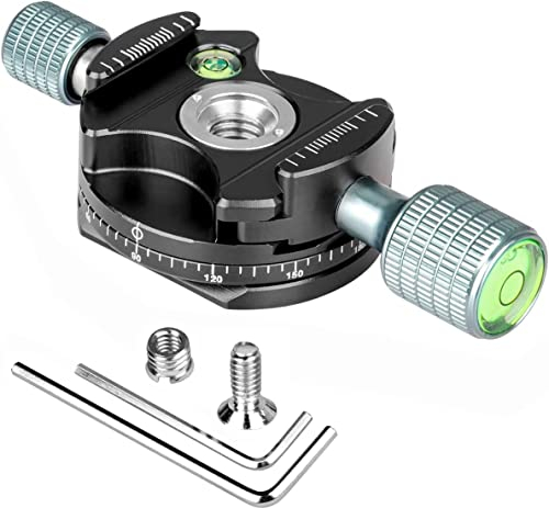 Koolehaoda Panoramic Tripod Head, 360° Panoramic Panning Base Pan Head Compatible Arca Swiss for Tripod Monopod BallHead Slider DSLR Cameras, Max Load Up to 10kg