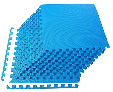 BalanceFrom Puzzle-Trainingsmatte mit ineinandergreifenden EVA-Schaumstofffliesen für MMA, Gymnastik, Heim-Fitnessstudio, schützender Boden, verschiedene Größen und Farben, 1,3 cm dick, 4,5 m², Blau