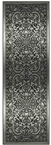 Maples Rugs Pelham Läuferteppich, Vintage-Stil, rutschfest, waschbar, für Flur, Eingangsbereich, 61 x 182,9 cm, Grau (Grey Tonal)